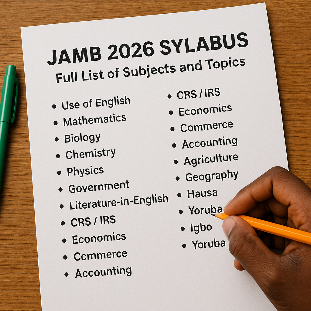 JAMB 2026 Syllabus: Full List of Subjects and Topics